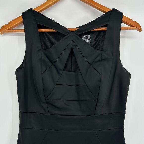 JAX Black Satin Cocktail Dress LBD Womens 2 Holiday Party Event NYE Evening Chic - Picture 2 of 9